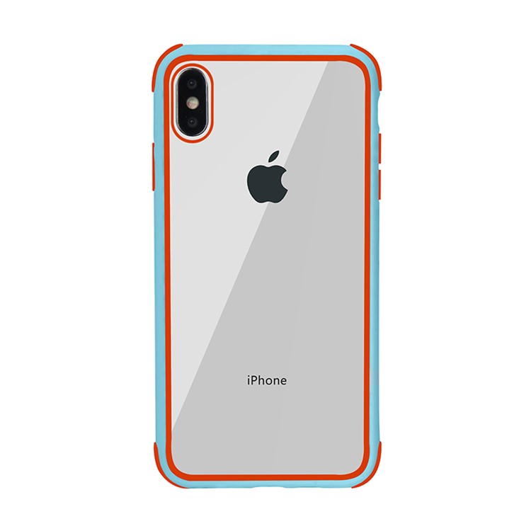 Drop-resistant TPU+Acrylic+Silicone Stylish Case for iPhone XS Max 6.5 inch - Blue/Orange-2