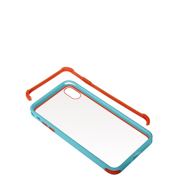 Drop-resistant TPU+Acrylic+Silicone Stylish Case for iPhone XS Max 6.5 inch - Blue/Orange-5