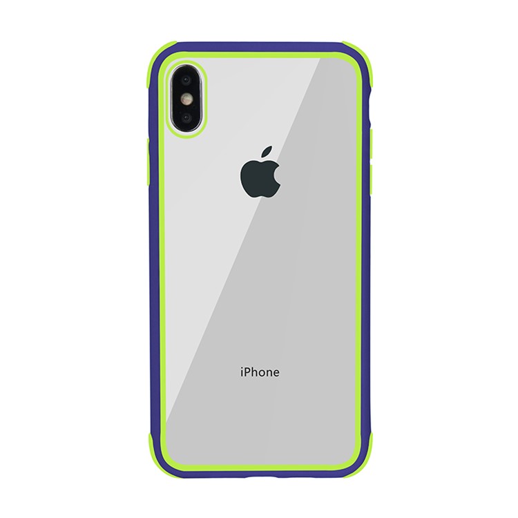 Drop-resistant TPU+Acrylic+Silicone Stylish Case for iPhone XS Max 6.5 inch - Blue/Green-2