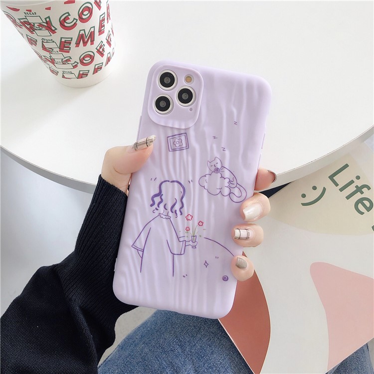 Quicksand Texture Pattern Printing TPU Phone Cover for iPhone 11 Pro 5.8 inch - Purple-1