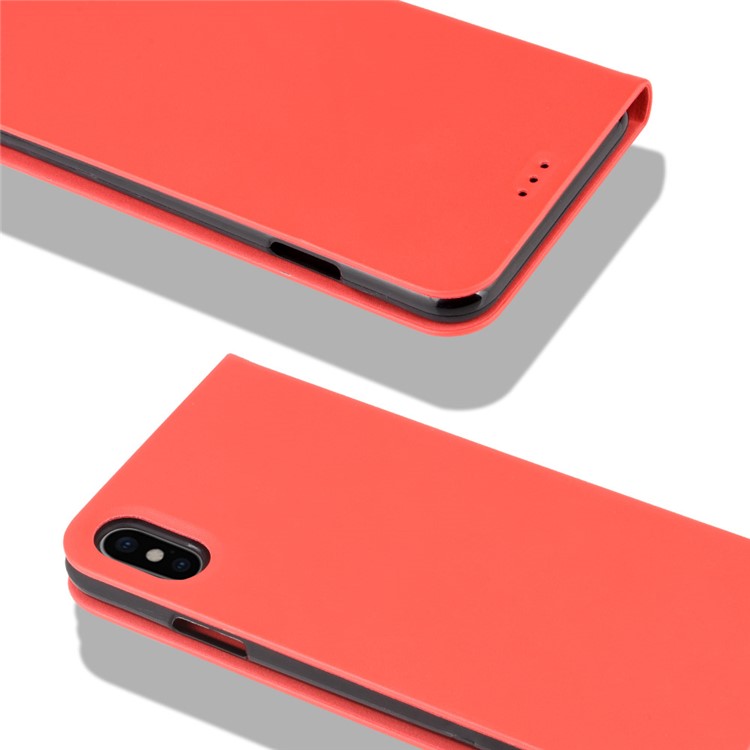 Auto-absorbed RFID Blocking Anti Theft Leather Case for iPhone XS Max 6.5 inch - Red-1