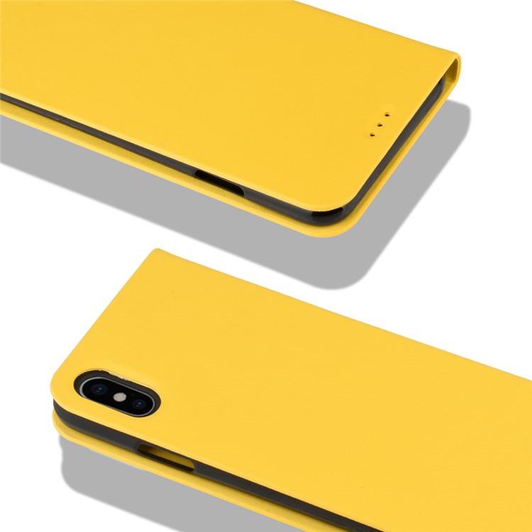 Auto-absorbed RFID Blocking Anti Theft Leather Case for iPhone XS Max 6.5 inch - Yellow-1