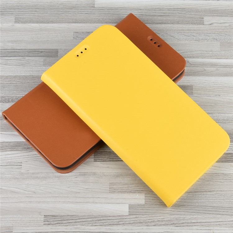Auto-absorbed RFID Blocking Anti Theft Leather Case for iPhone XS Max 6.5 inch - Yellow-2