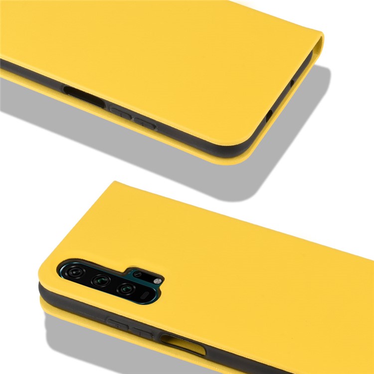Ultra-thin RFID Blocking Anti Theft Card Slot Leather Case for Huawei Honor 20 Pro - Yellow-1