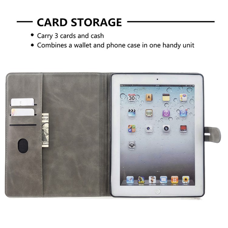 Auto Wake Sleep Stand Smart Leather Tablet Cover Casing for Apple iPad 2/3/4 - Grey-10