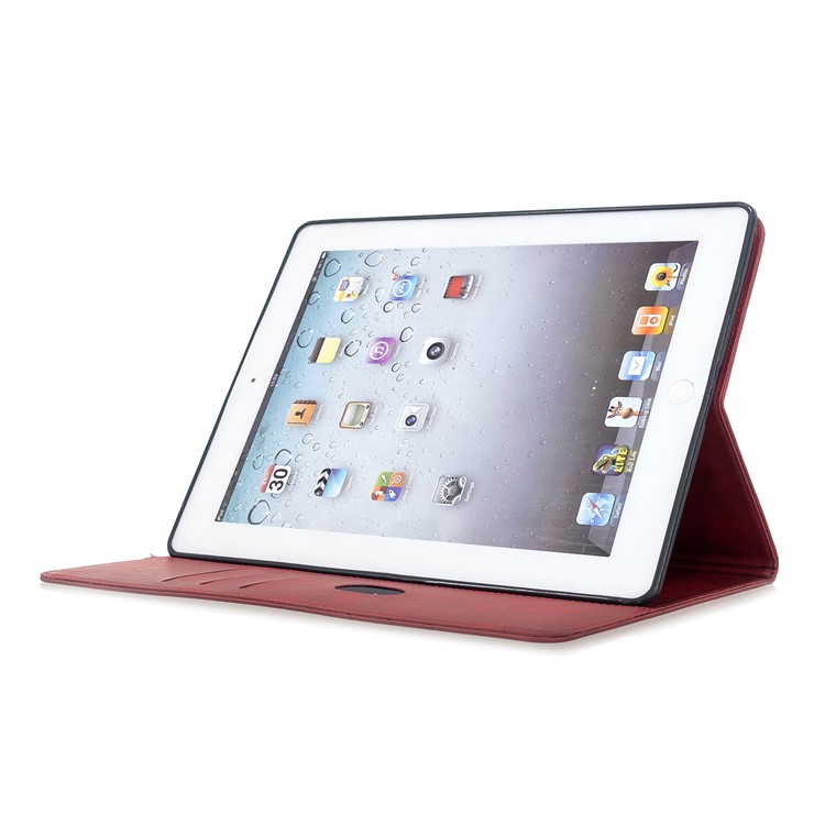 Auto Wake Sleep Stand Smart Leather Tablet Cover Casing for Apple iPad 2/3/4 - Red-5
