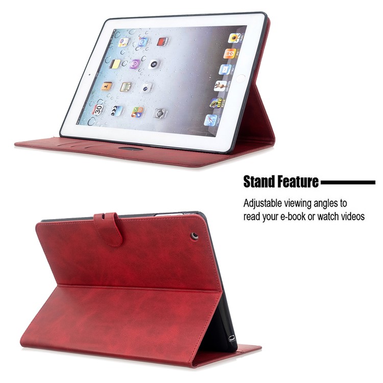 Auto Wake Sleep Stand Smart Leather Tablet Cover Casing for Apple iPad 2/3/4 - Red-9