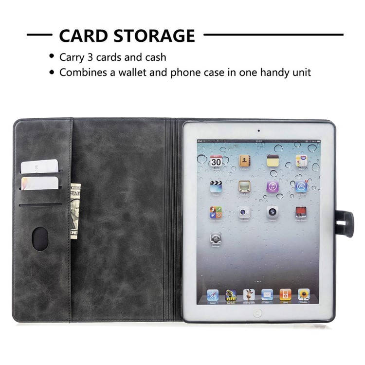 Auto Wake Sleep Stand Smart Leather Tablet Cover Casing for Apple iPad 2/3/4 - Black-10