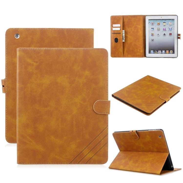Auto Wake Sleep Stand Smart Leather Tablet Cover Casing for Apple iPad 2/3/4 - Yellow-1