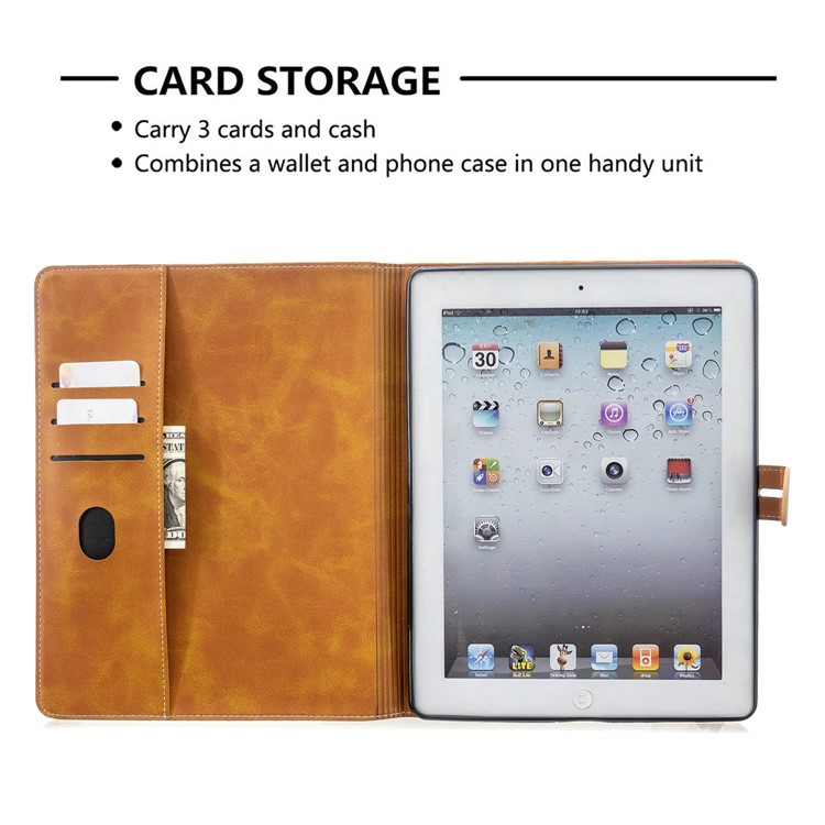 Auto Wake Sleep Stand Smart Leather Tablet Cover Casing for Apple iPad 2/3/4 - Yellow-10