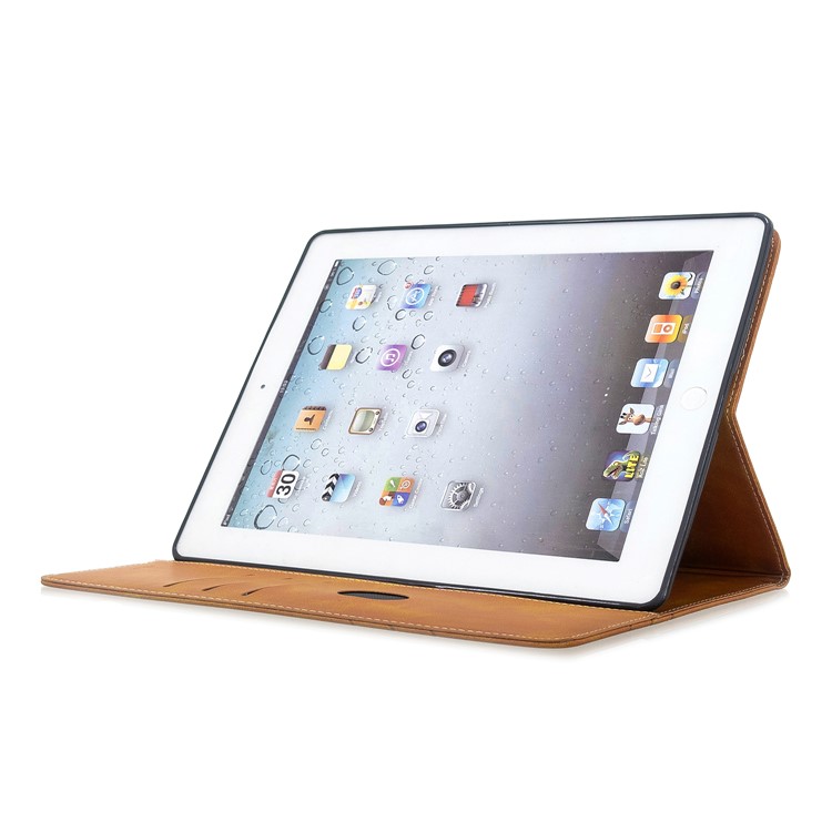 Auto Wake Sleep Stand Smart Leather Tablet Cover Casing for Apple iPad 2/3/4 - Yellow-5