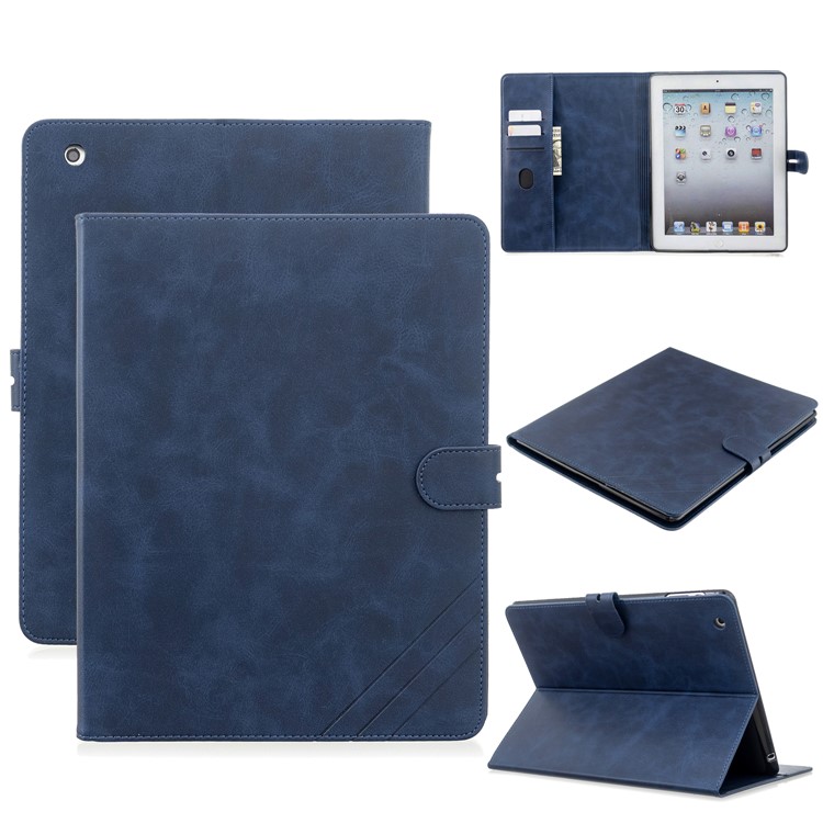 Auto Wake Sleep Stand Smart Leather Tablet Cover Casing for Apple iPad 2/3/4 - Blue-1