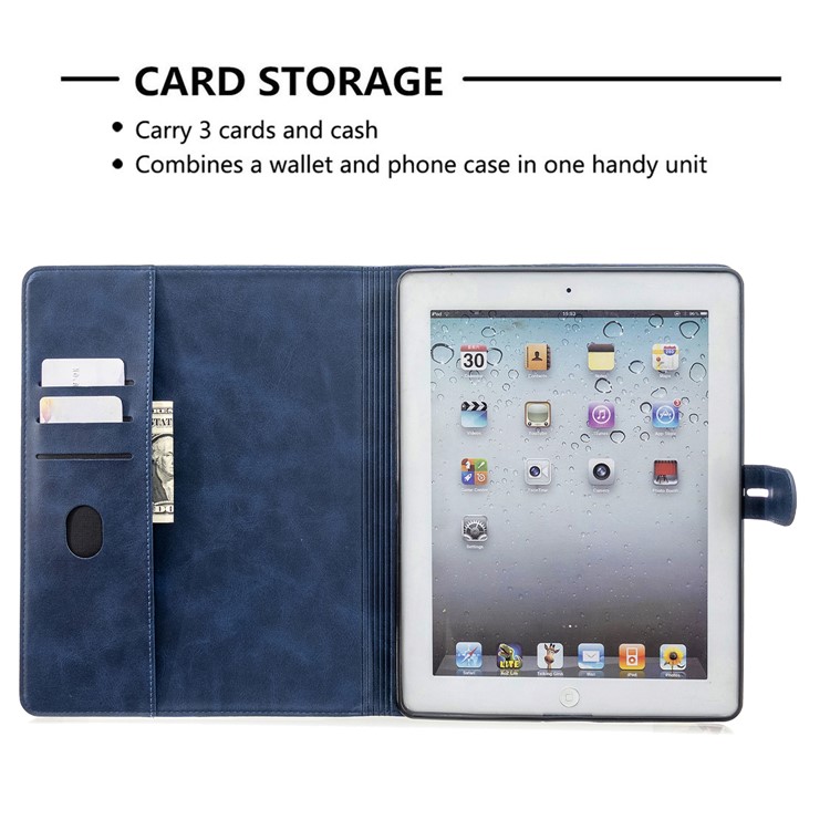 Auto Wake Sleep Stand Smart Leather Tablet Cover Casing for Apple iPad 2/3/4 - Blue-10