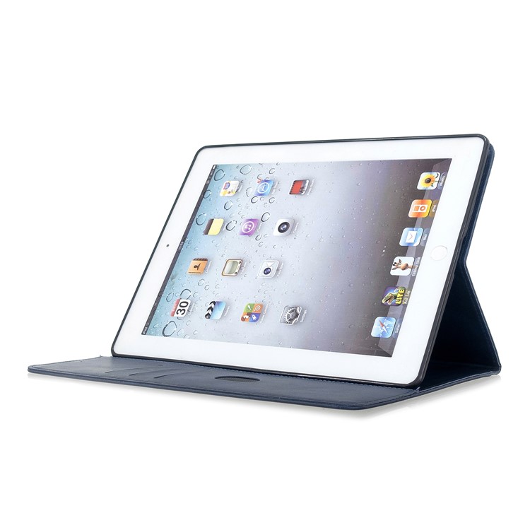 Auto Wake Sleep Stand Smart Leather Tablet Cover Casing for Apple iPad 2/3/4 - Blue-5