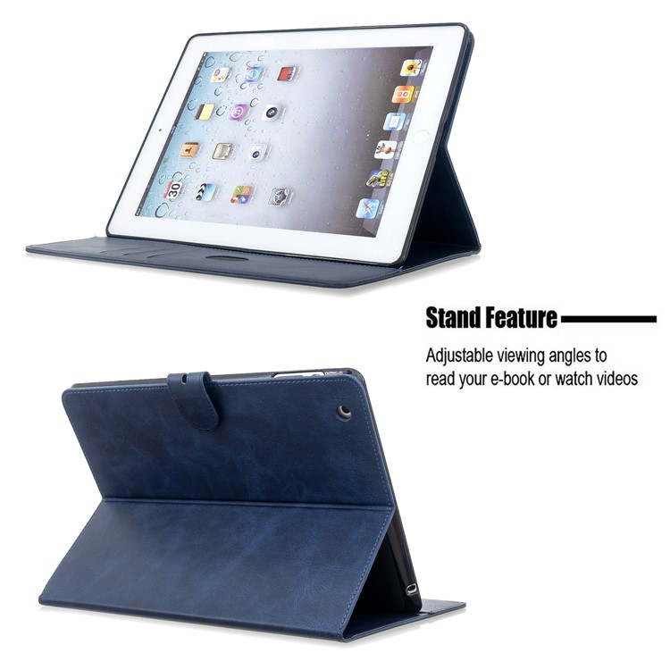 Auto Wake Sleep Stand Smart Leather Tablet Cover Casing for Apple iPad 2/3/4 - Blue-9