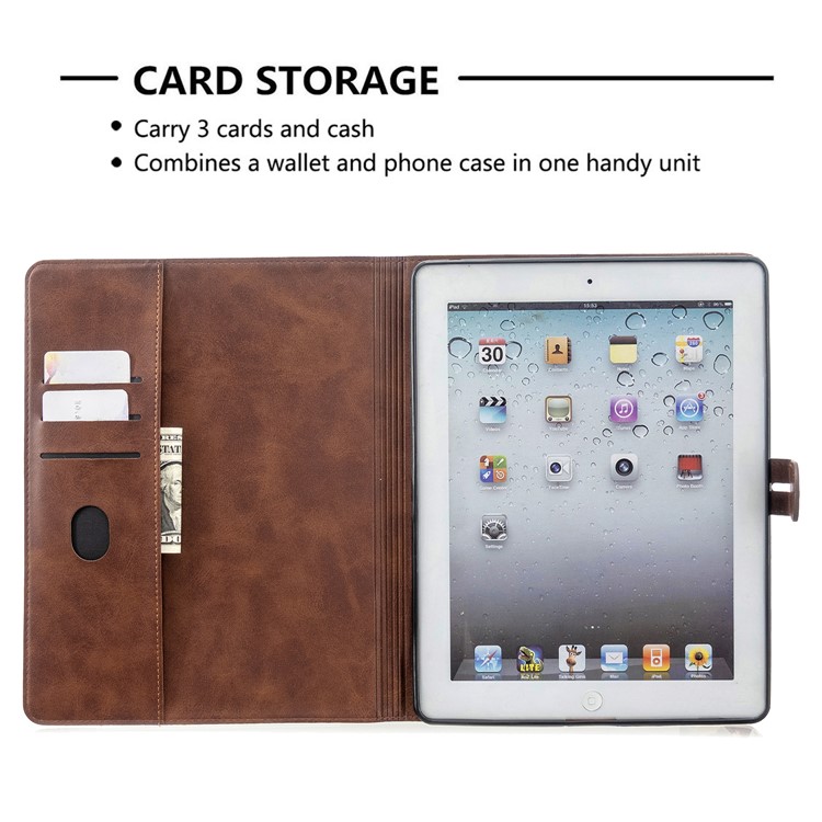 Auto Wake Sleep Stand Smart Leather Tablet Cover Casing for Apple iPad 2/3/4 - Brown-10