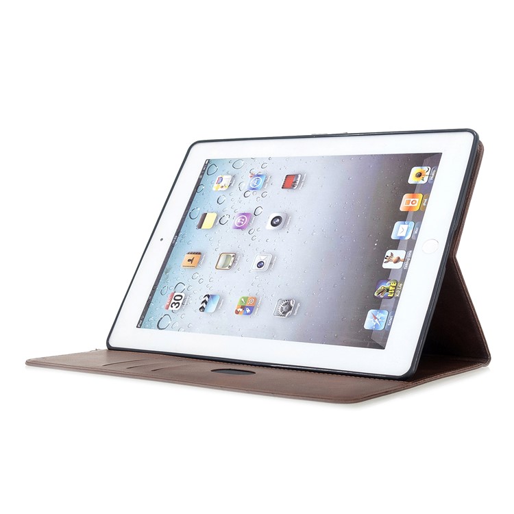 Auto Wake Sleep Stand Smart Leather Tablet Cover Casing for Apple iPad 2/3/4 - Brown-5
