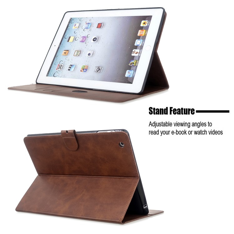Auto Wake Sleep Stand Smart Leather Tablet Cover Casing for Apple iPad 2/3/4 - Brown-9
