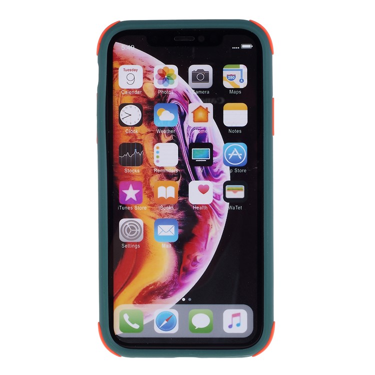 For iPhone XR 6.1 inch Matte PC + TPU Hybrid Shell Cushioned Shockproof Phone Casing - Green-5