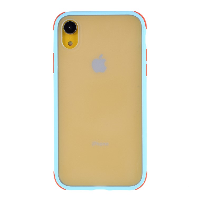 For iPhone XR 6.1 inch Matte PC + TPU Hybrid Shell Cushioned Shockproof Phone Casing - Baby Blue-1