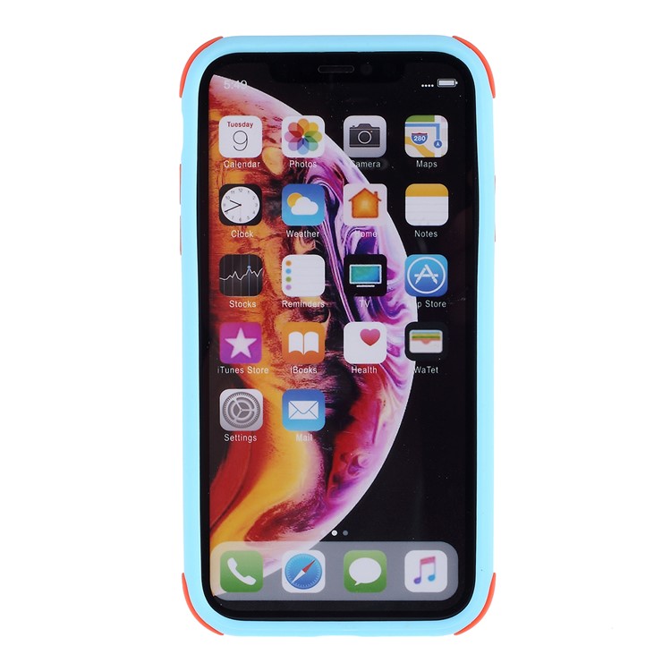 For iPhone XR 6.1 inch Matte PC + TPU Hybrid Shell Cushioned Shockproof Phone Casing - Baby Blue-3