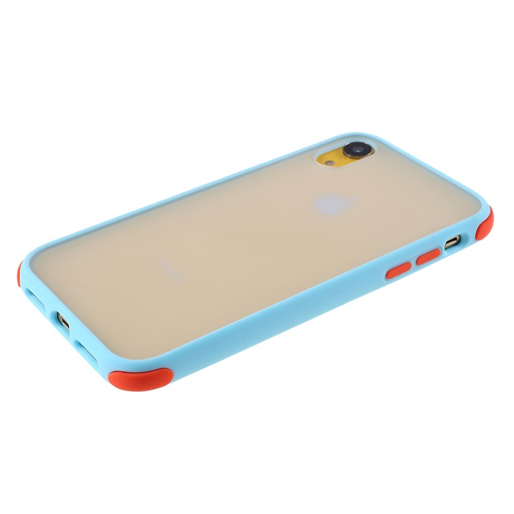 For iPhone XR 6.1 inch Matte PC + TPU Hybrid Shell Cushioned Shockproof Phone Casing - Baby Blue-4
