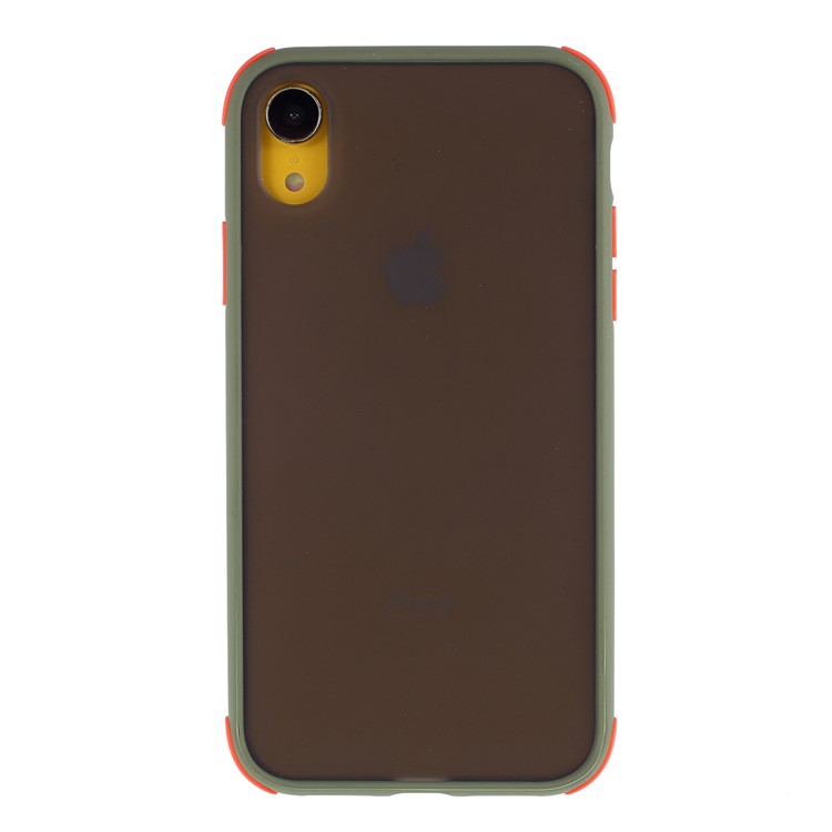 For iPhone XR 6.1 inch Matte PC + TPU Hybrid Shell Cushioned Shockproof Phone Casing - Army Green-1