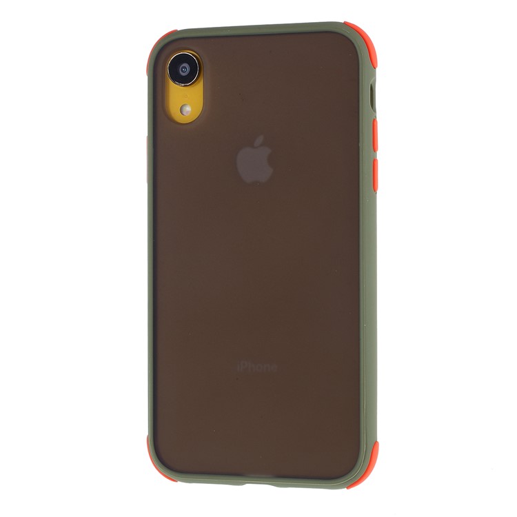 For iPhone XR 6.1 inch Matte PC + TPU Hybrid Shell Cushioned Shockproof Phone Casing - Army Green-2