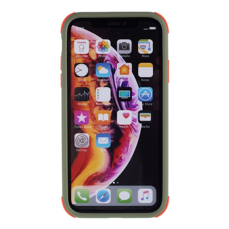For iPhone XR 6.1 inch Matte PC + TPU Hybrid Shell Cushioned Shockproof Phone Casing - Army Green-3