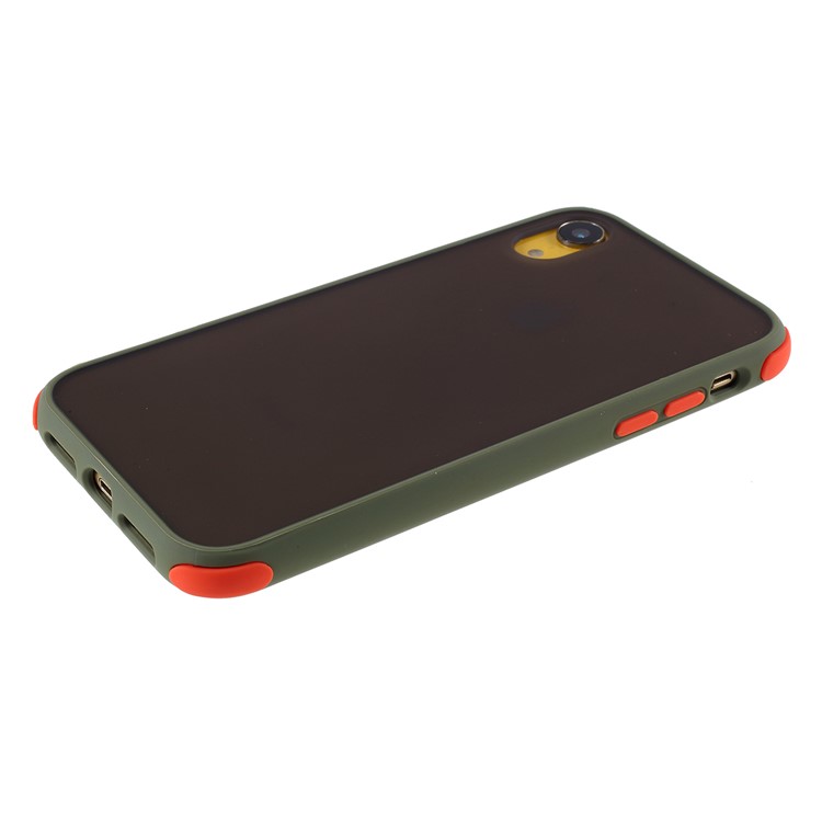 For iPhone XR 6.1 inch Matte PC + TPU Hybrid Shell Cushioned Shockproof Phone Casing - Army Green-4