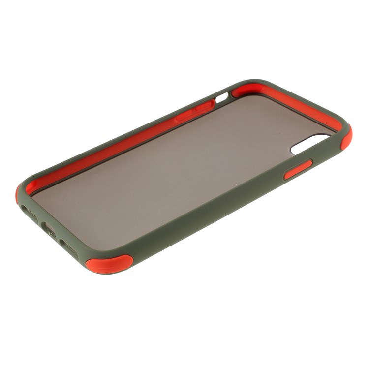 For iPhone XR 6.1 inch Matte PC + TPU Hybrid Shell Cushioned Shockproof Phone Casing - Army Green-5