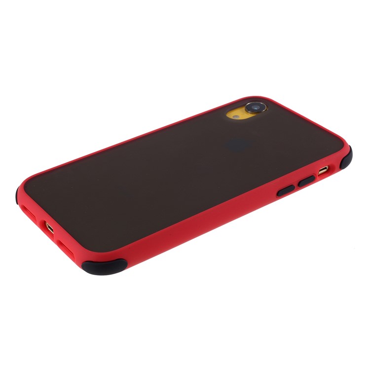 For iPhone XR 6.1 inch Matte PC + TPU Hybrid Shell Cushioned Shockproof Phone Casing - Red-4