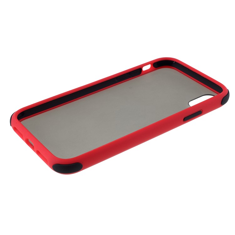 For iPhone XR 6.1 inch Matte PC + TPU Hybrid Shell Cushioned Shockproof Phone Casing - Red-5