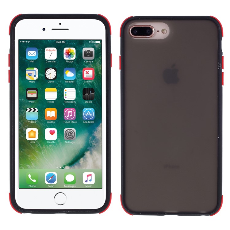 Matte Skin PC + TPU Hybrid Drop-proof Case Covering for iPhone 8 Plus/7 Plus/6 Plus/6s Plus 5.5-inch - Black-1