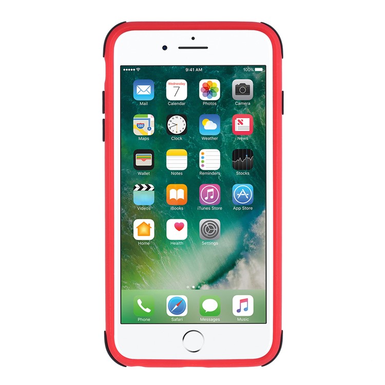 Piel Mate PC + TPU Híbrido-drop Prueba De Caja De Cubierta Para El IPhone 8 Plus / 7 Más / 6 Más / 6s Más 5,5 Pulgadas - Rojo-3