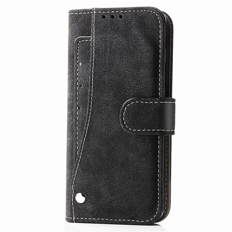 Matte Leather Wallet Stand Phone Cover Rotary Card Holder Case for iPhone 11 Pro Max 6.5 inch - Black-2