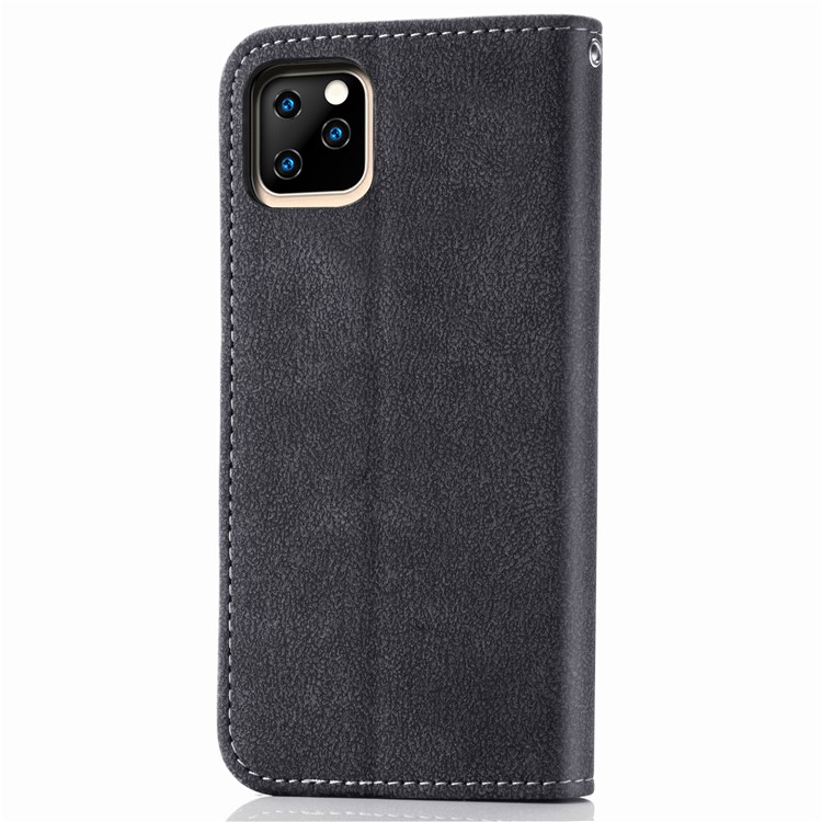 Matte Leather Wallet Stand Phone Cover Rotary Card Holder Case for iPhone 11 Pro Max 6.5 inch - Black-3