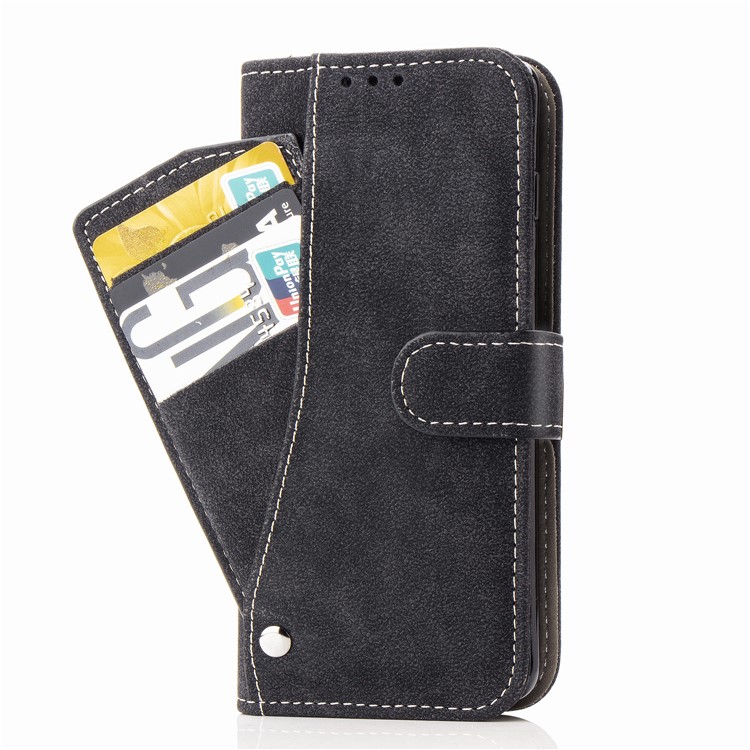 Matte Leather Wallet Stand Phone Cover Rotary Card Holder Case for iPhone 11 Pro Max 6.5 inch - Black-4