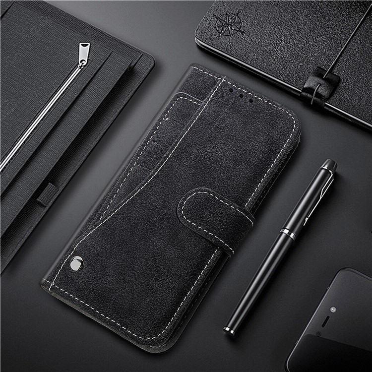 Matte Leather Wallet Stand Phone Cover Rotary Card Holder Case for iPhone 11 Pro Max 6.5 inch - Black-9