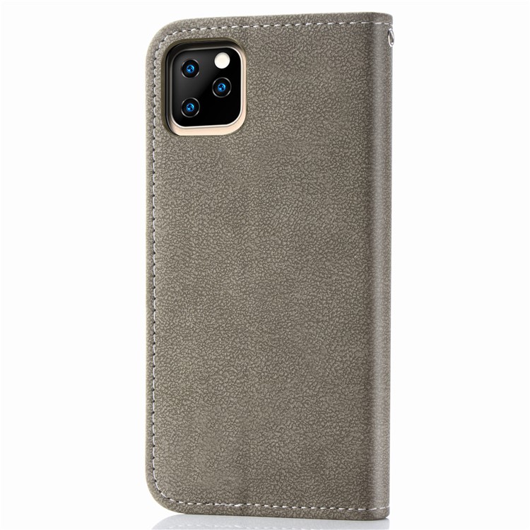 Matte Leather Wallet Stand Phone Cover Rotary Card Holder Case for iPhone 11 Pro Max 6.5 inch - Grey-3