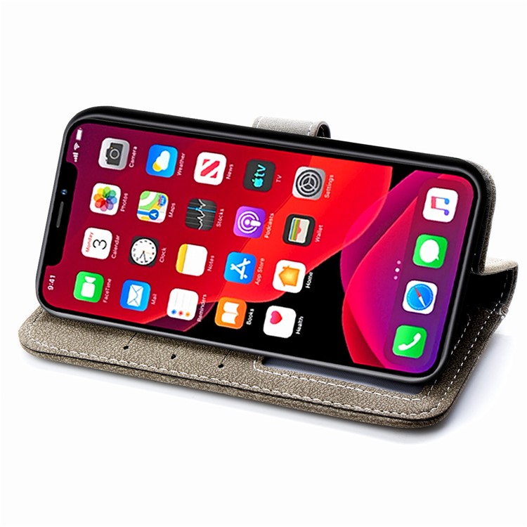 Matte Leather Wallet Stand Phone Cover Rotary Card Holder Case for iPhone 11 Pro Max 6.5 inch - Grey-6