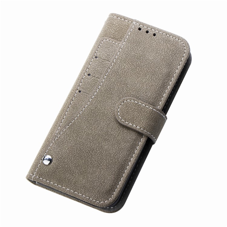 Matte Leather Wallet Stand Phone Cover Rotary Card Holder Case for iPhone 11 Pro Max 6.5 inch - Grey-7