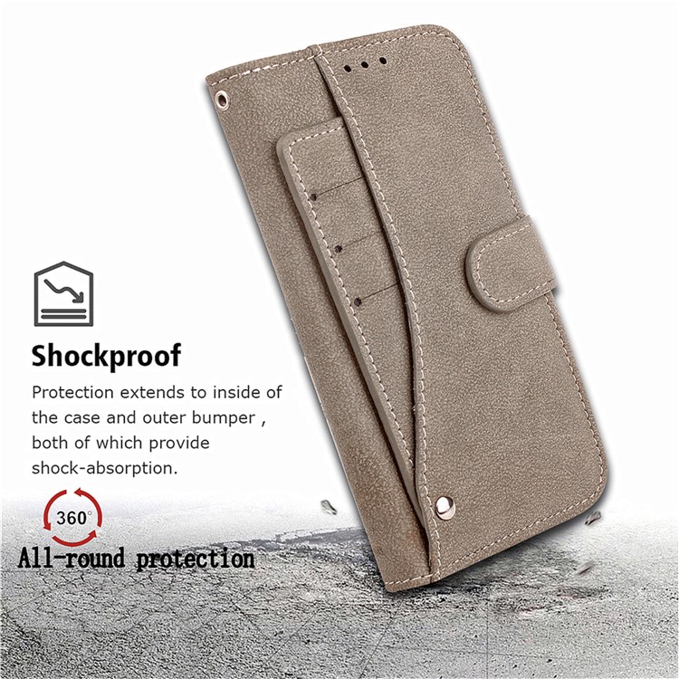 Matte Leather Wallet Stand Phone Cover Rotary Card Holder Case for iPhone 11 Pro Max 6.5 inch - Grey-9