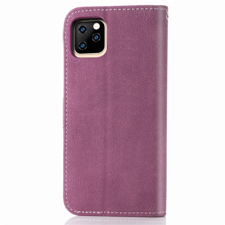 Matte Leather Wallet Stand Phone Cover Rotary Card Holder Case for iPhone 11 Pro Max 6.5 inch - Rose-3