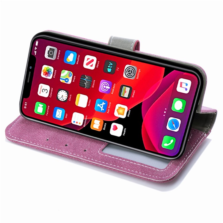 Matte Leather Wallet Stand Phone Cover Rotary Card Holder Case for iPhone 11 Pro Max 6.5 inch - Rose-6