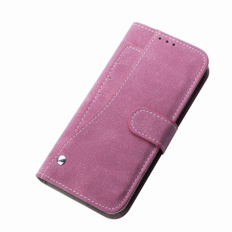 Matte Leather Wallet Stand Phone Cover Rotary Card Holder Case for iPhone 11 Pro Max 6.5 inch - Rose-7