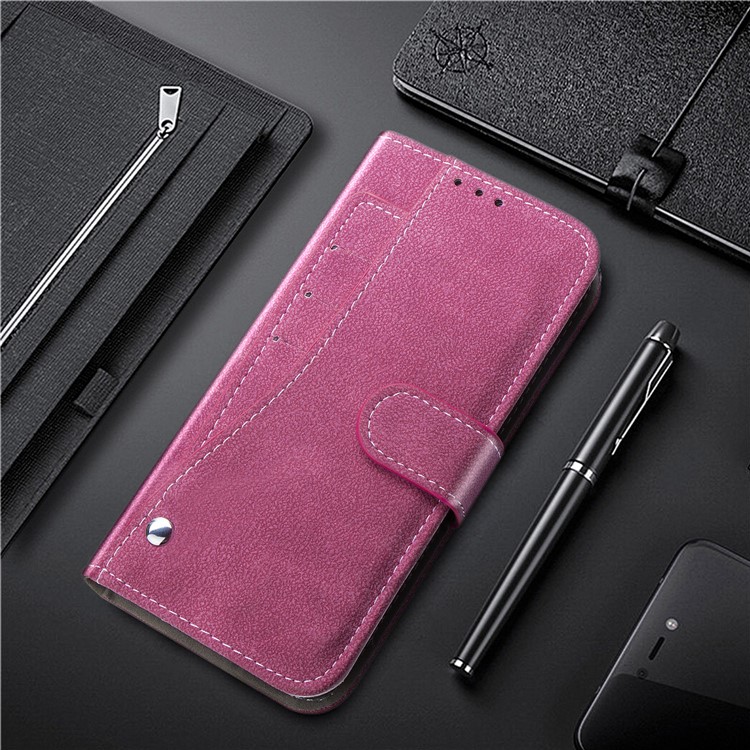 Matte Leather Wallet Stand Phone Cover Rotary Card Holder Case for iPhone 11 Pro Max 6.5 inch - Rose-9