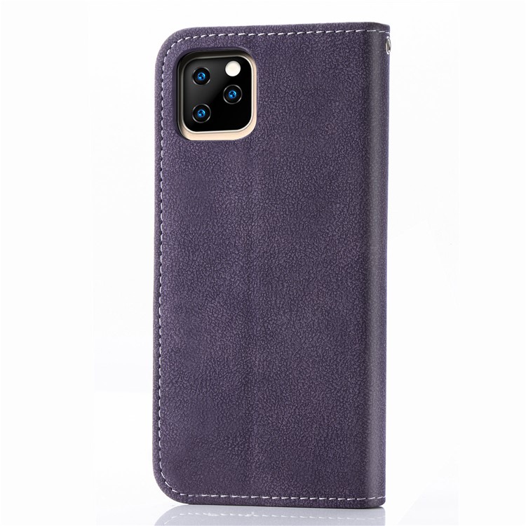 Caso Titular Do Cartão Rotativo Fosco Tampa Do Telefone Estande Carteira De Couro Para O Iphone 11 Pro Máximo De 6,5 Polegadas - Roxa-3
