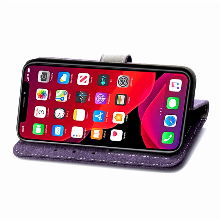 Caso Titular Do Cartão Rotativo Fosco Tampa Do Telefone Estande Carteira De Couro Para O Iphone 11 Pro Máximo De 6,5 Polegadas - Roxa-6