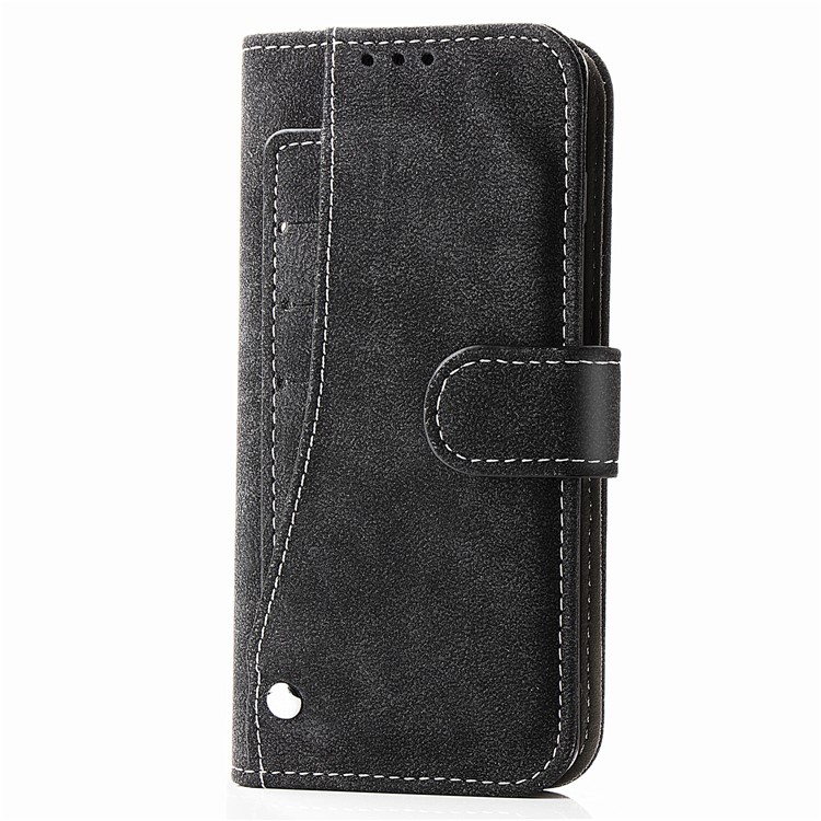 Matte Leather Wallet Stand Phone Cover with Rotary Card Holder Shell for iPhone 11 6.1 inch - Black-2